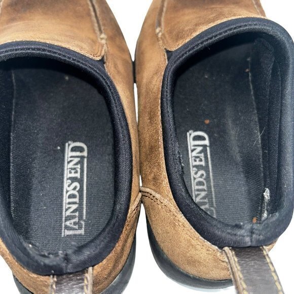 Lands End Shoes Women's 6.5 Brown Suede Leather Loafers Slip On Moc Toe 86519 - Picture 4 of 8